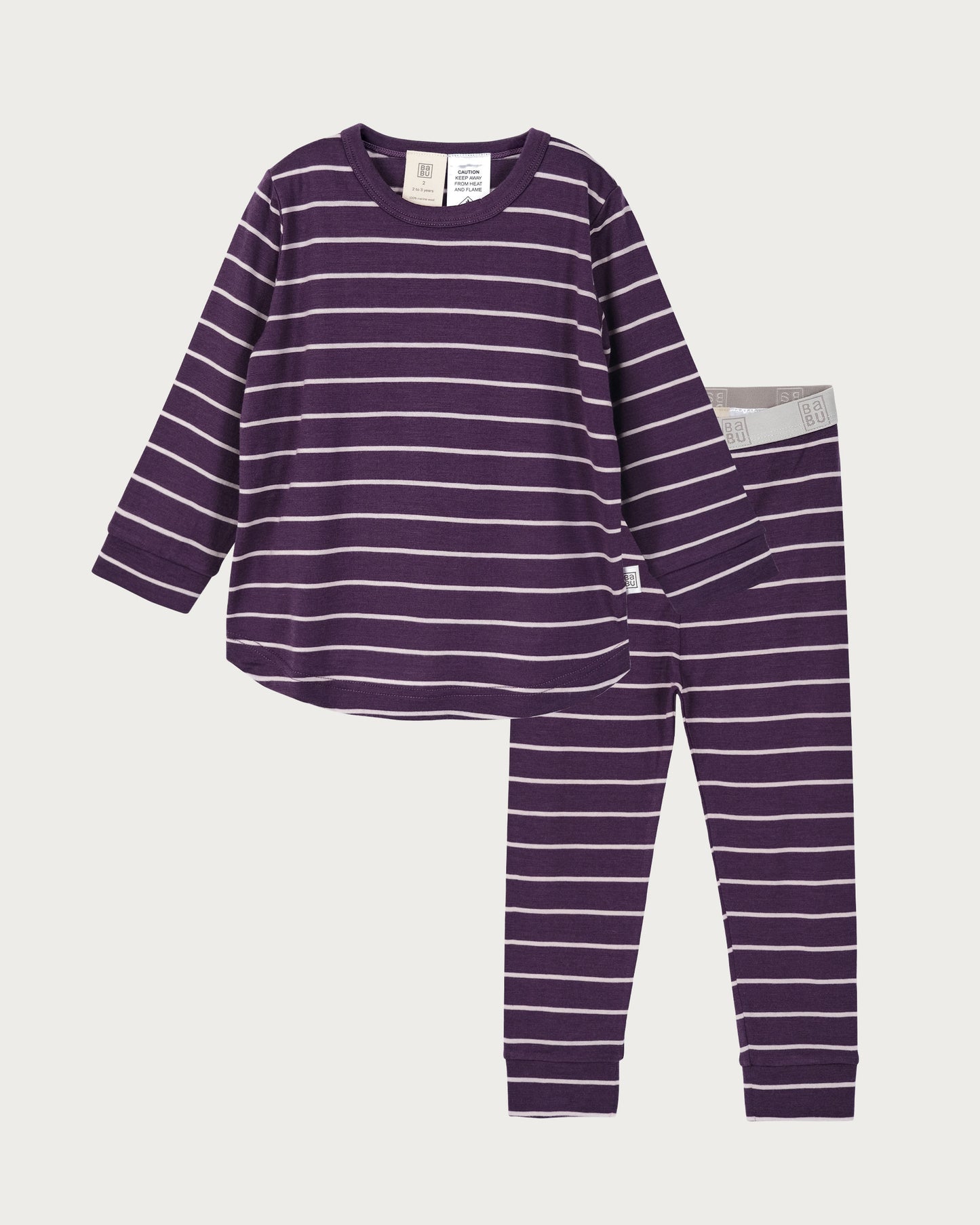 Babu Merino PJ Set I Plum Stripe