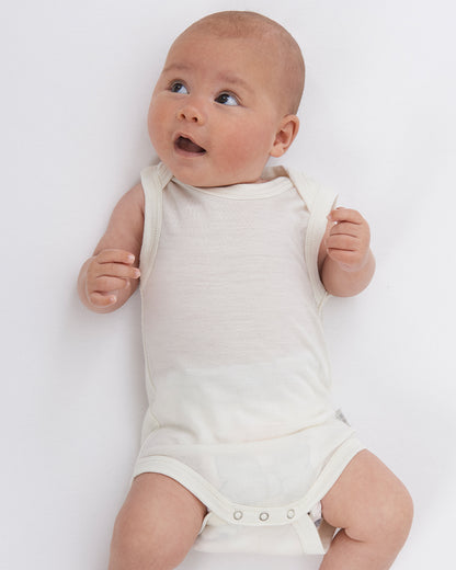 Merino Baby Vest Bodysuit - Plum
