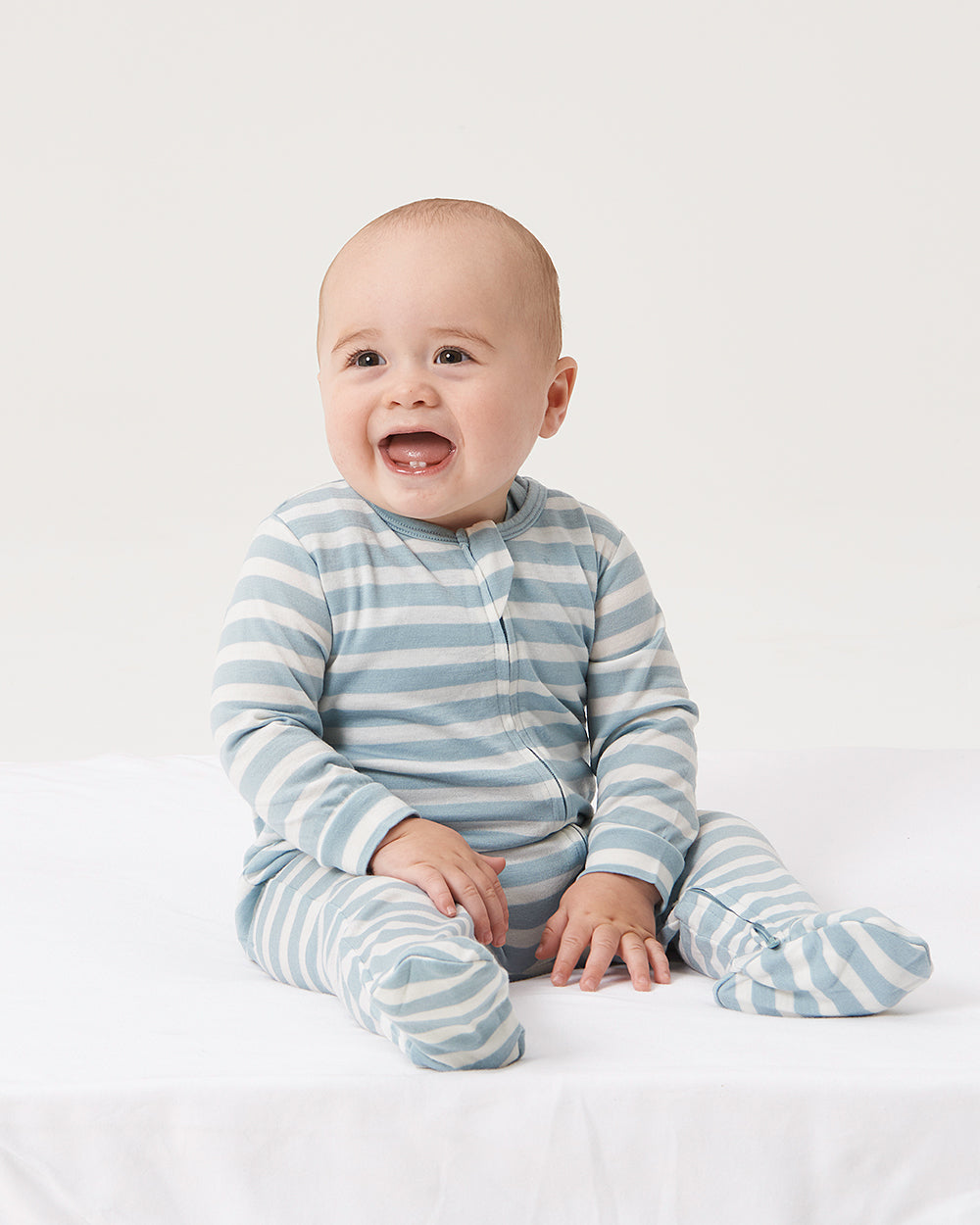 Babu Merino Baby Onesie I Denim Stripe