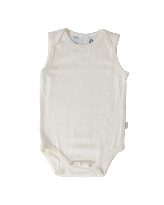 Babu Merino Baby Vest Bodysuit I Cream