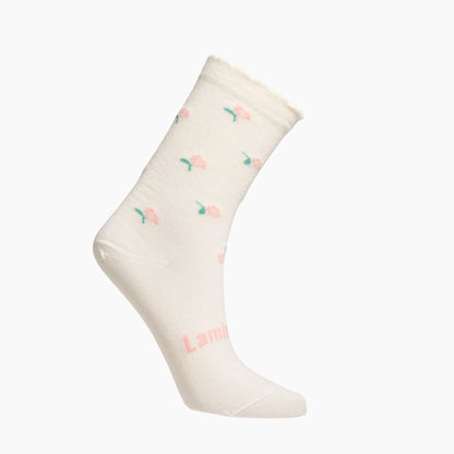 Merino Kids Roll-top Socks - Pink with White Dots