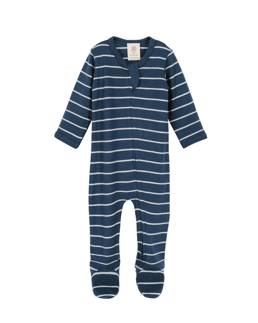 Babu Merino Baby Onesie I Denim Stripe