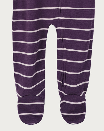 Merino Baby Onesie - Plum Stripe