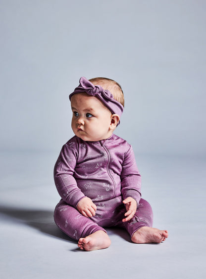 Baby Merino Footless Onesie - Pink with Tiger Print