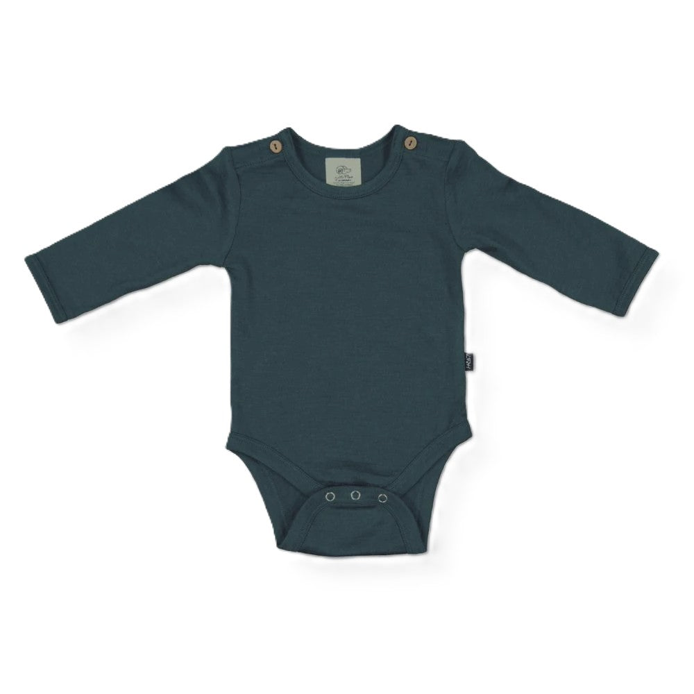 Merino Wool Baby Long-Sleeve Bodysuit - Balsam Green