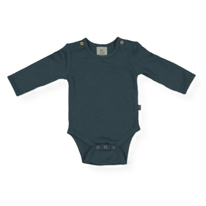 Merino Wool Baby Long-Sleeve Bodysuit - Balsam Green