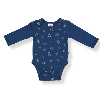 Merino Baby Long-sleeve Bodysuit - Pink with Tiger Print