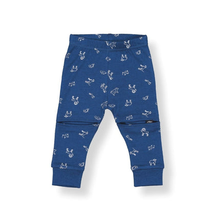 Merino Kids Slasher Leggings - Jade with Flower Print