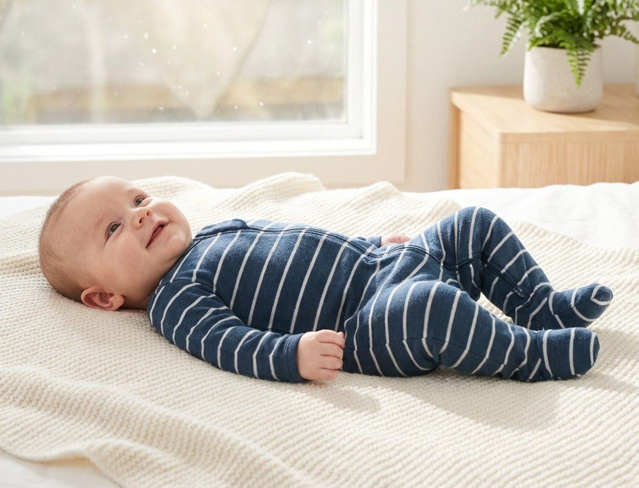 Merino Wool Baby Onesie - Striped