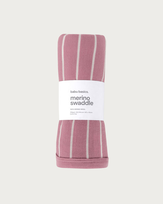 100% Merino Wool Baby Swaddle Wrap Blanket - Striped
