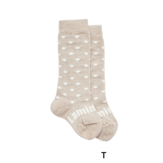 Lamington Merino Knee-High Baby Socks I Oatmeal with Cream Dot