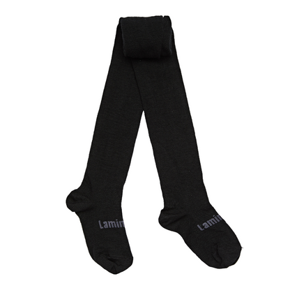 Merino Kids Flat Knit Tights - Black
