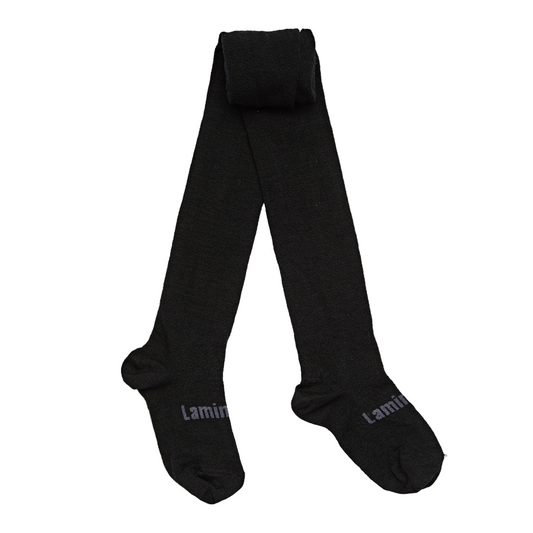 Lamington Merino Kids Flat Knit Tights I Black