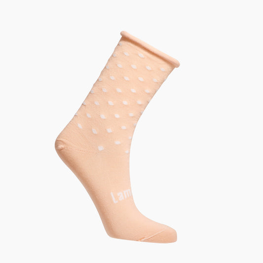 Lamington Merino Kids Roll-top Socks I Pink with White Dots