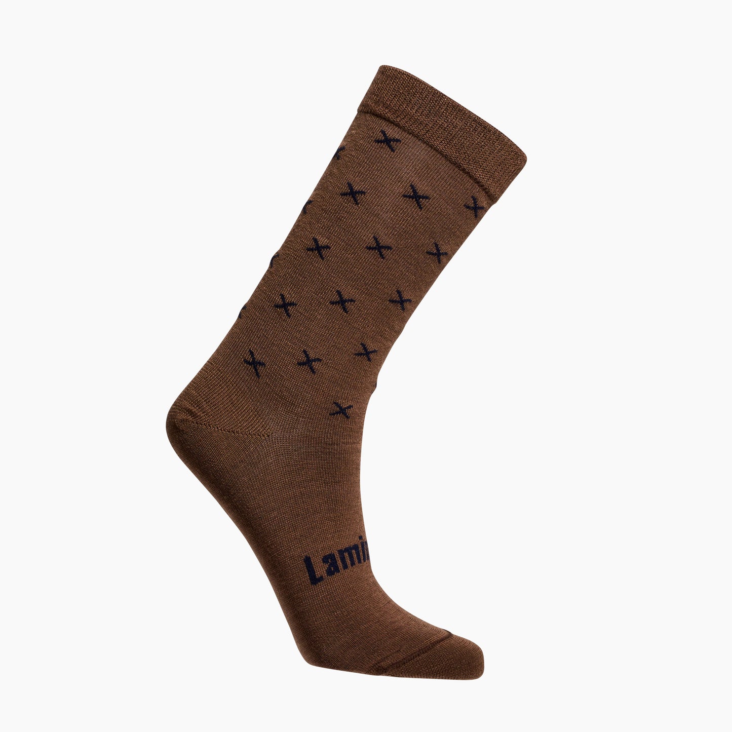 Lamington Merino Womens Socks I Brown with Dark Crosses