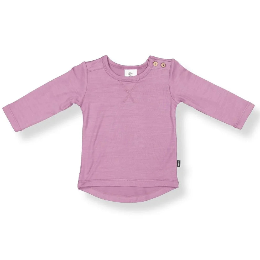 Merino Wool Baby Long-Sleeve Tee - Button Shoulder