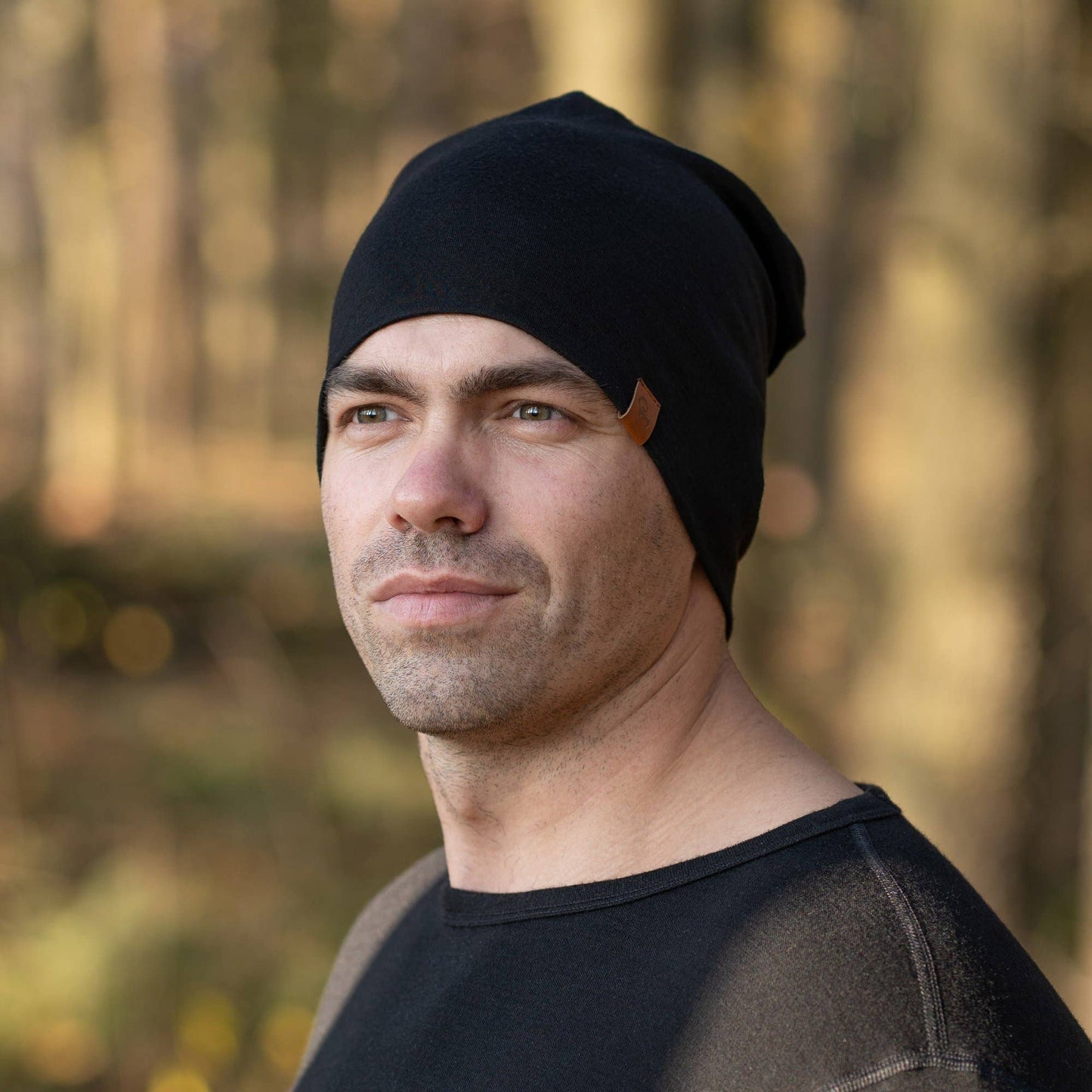 Men's Merino Beanie Hat Black