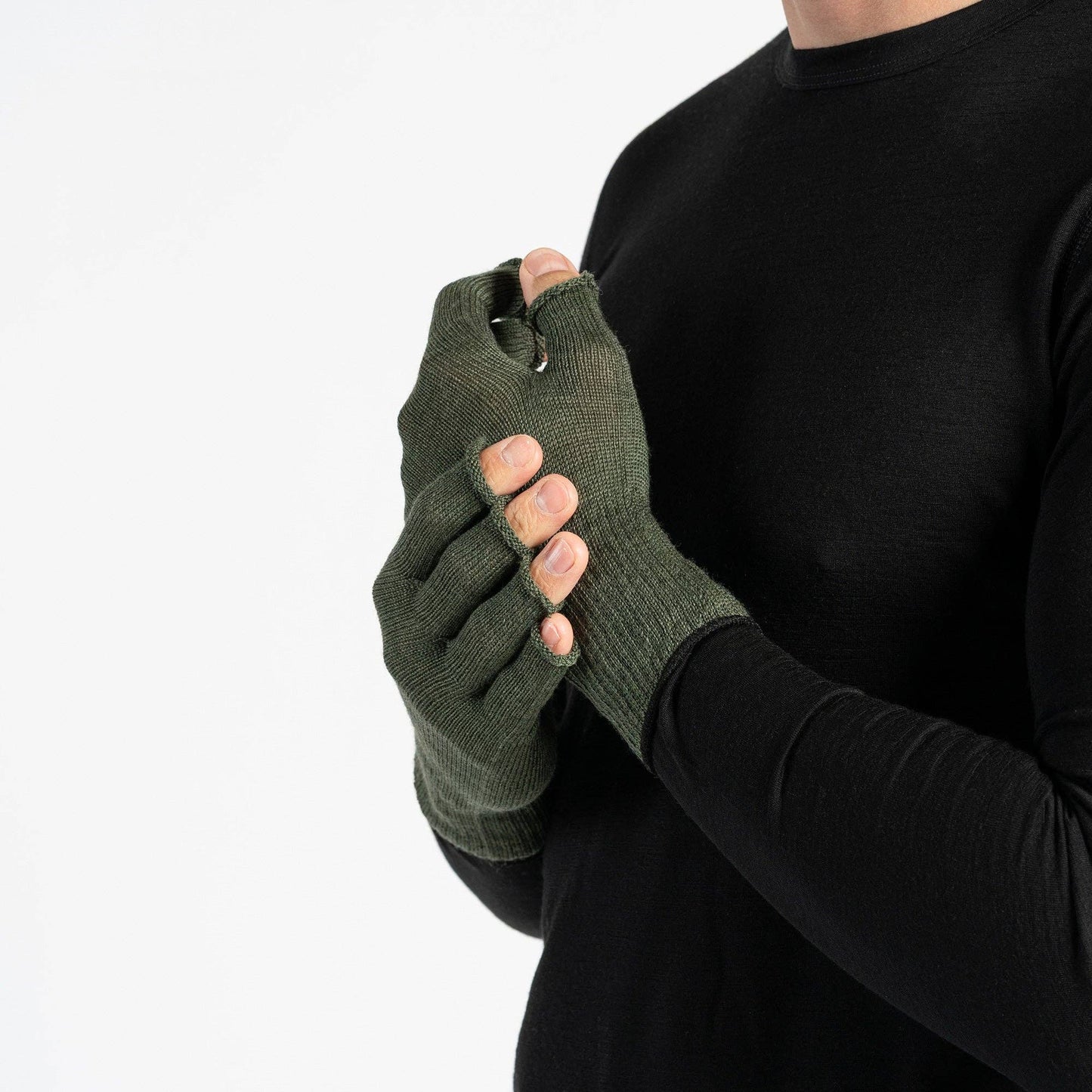 Merino Thermal Fingerless Liner Gloves Mens
