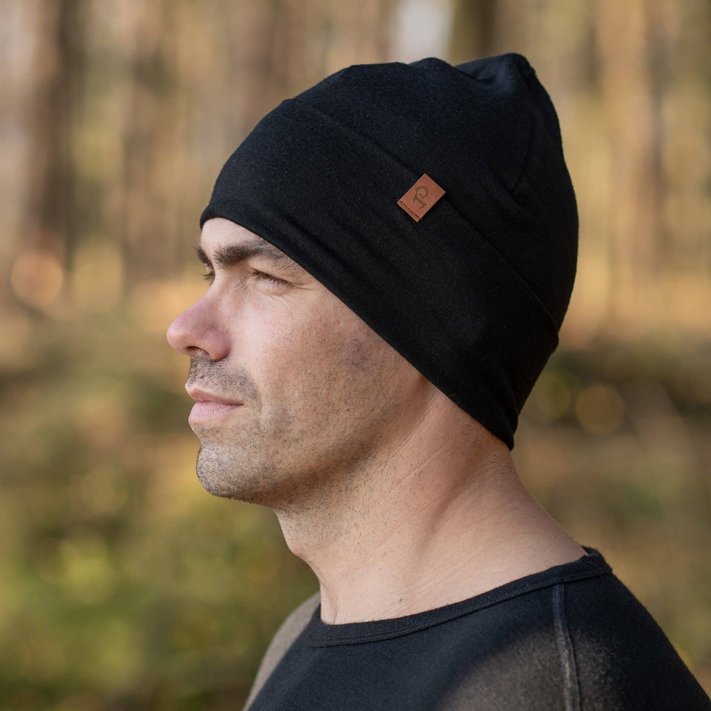 Men's Merino Beanie Hat Black