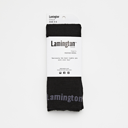 Merino Kids Flat Knit Tights - Black